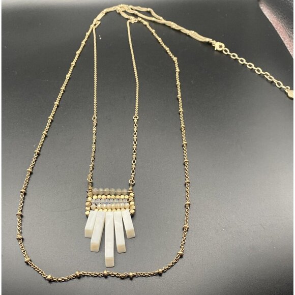 Vintage Necklace Bohemian Signed Bella Jack White Stone Crystal 2 Strand 32” - Picture 2 of 8